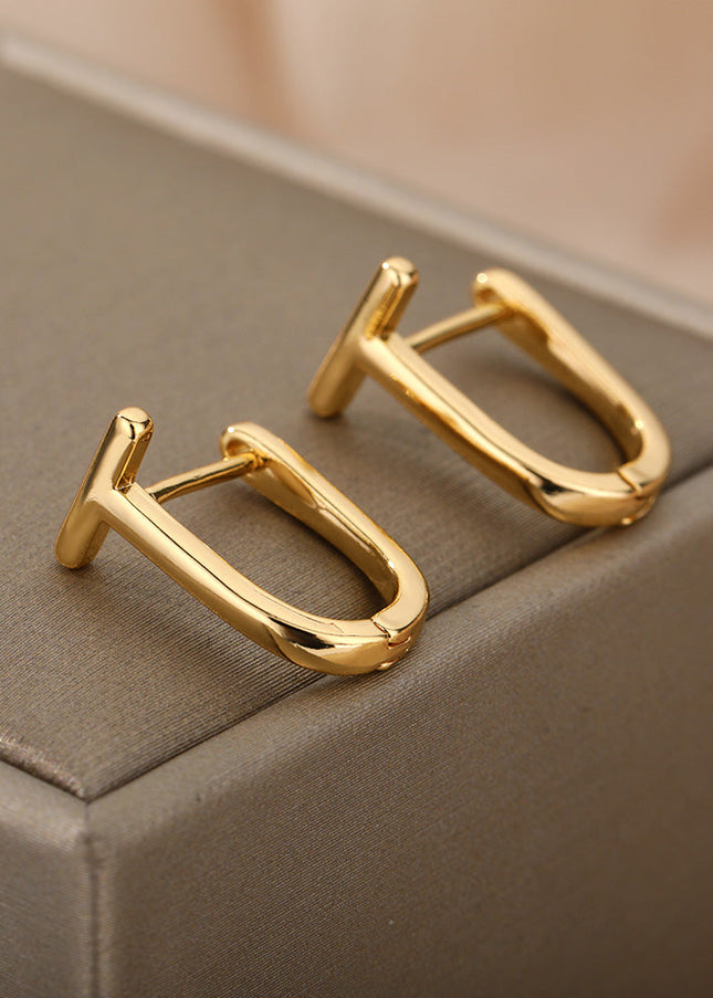 House of Shakespeare Gold 14K Gold Plated Earrings Arch Earrings | Gold Silver Simple Cute Hoop Earrings