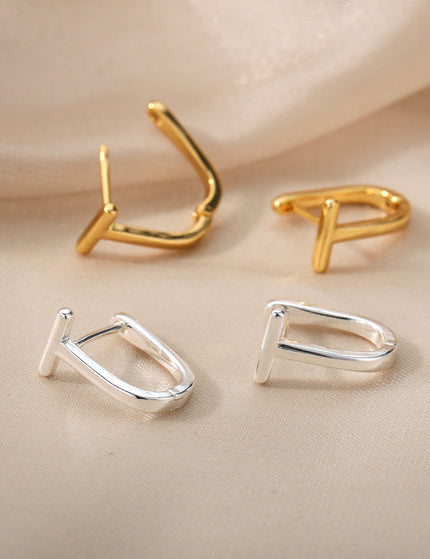 House of Shakespeare Silver 14K Gold Plated Earrings Arch Earrings | Gold Silver Simple Cute Hoop Earrings