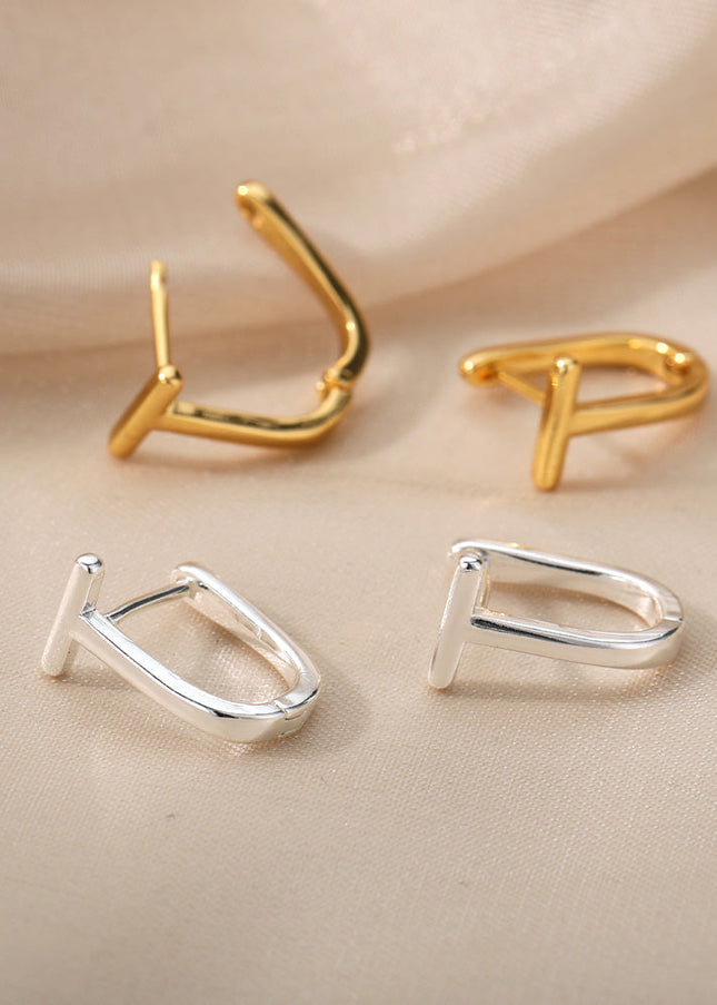 House of Shakespeare Silver 14K Gold Plated Earrings Arch Earrings | Gold Silver Simple Cute Hoop Earrings