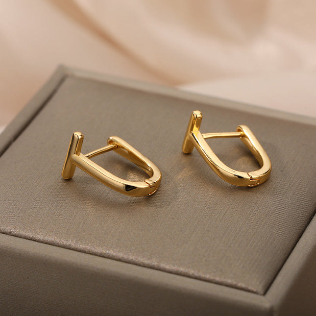 House of Shakespeare 14K Gold Plated Earrings Arch Earrings | Gold Silver Simple Cute Hoop Earrings