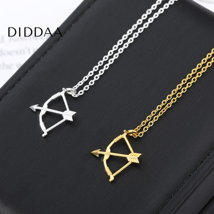 Archer Pendant Necklace | Gold Silver Cross Bow Archer - Silver - Necklaces