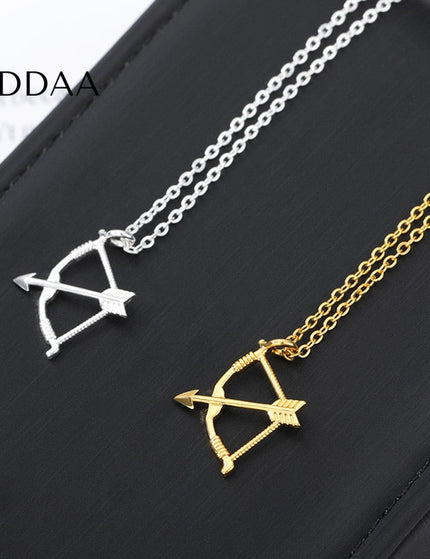 Archer Pendant Necklace | Gold Silver Cross Bow Archer - Silver - Necklaces