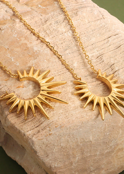 Personality, niche cold wind, unique geometric radiant pendant, fashionable, simple, versatile, titanium steel gold-plated necklace