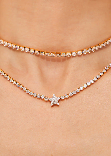 Marka: French light luxury, niche super flash zirconia necklace, necklace, titanium steel chain, plated 18k real gold, non-fading jewelry
