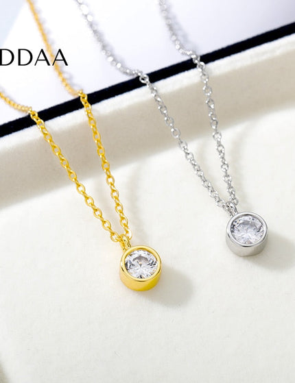 Argent Pendant Necklace | Gold Silver Zirconia Stone - Silver - Necklaces