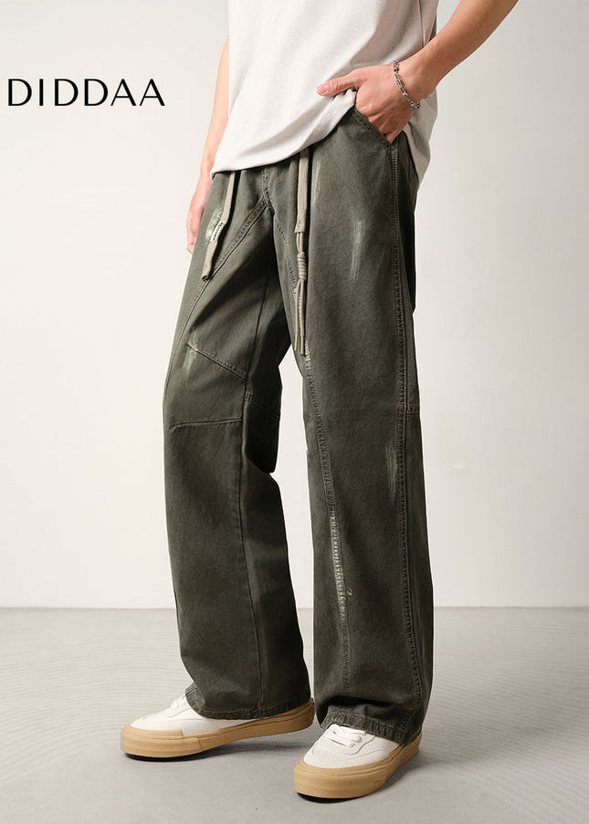 Army Green Loose Fit Retro Workwear Jeans - Men’s Jeans