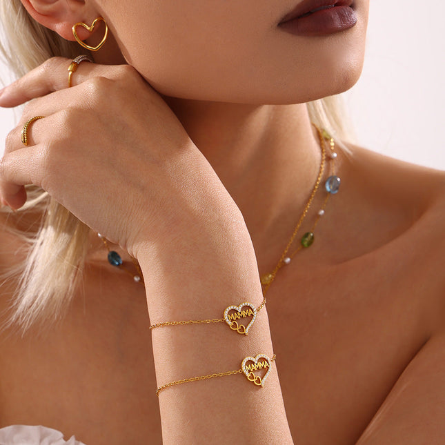 Mystery letter MAMMA love bracelet super flash zirconia hand-inlaid temperament niche European and American style new jewelry