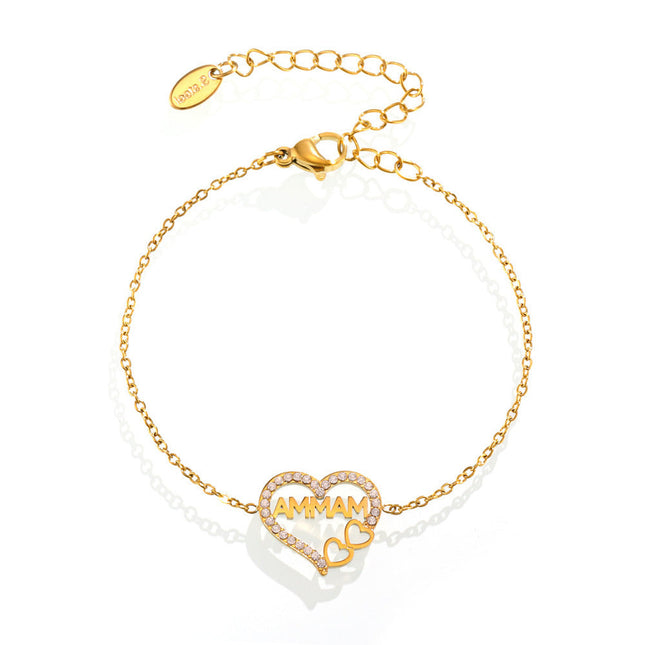 Mystery letter MAMMA love bracelet super flash zirconia hand-inlaid temperament niche European and American style new jewelry