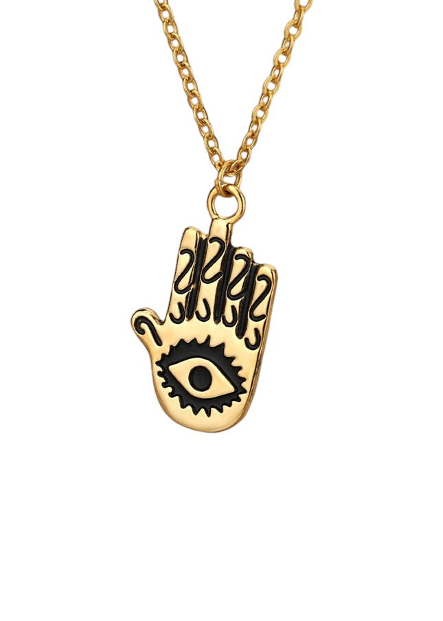 Aubre Pendant Necklace | Gold Silver Hand Eye Chain