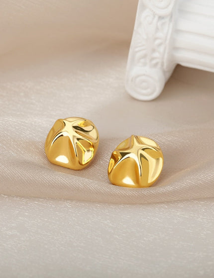 Audace Earrings | Gold Distressed Simple Stud Earrings - Gold - Earrings