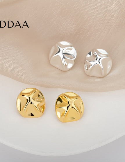 Audace Earrings | Gold Distressed Simple Stud Earrings - Silver - Earrings