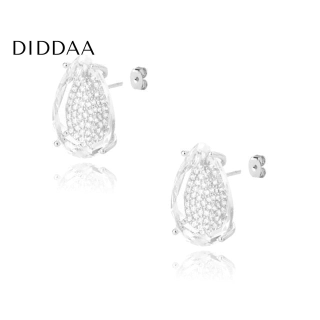 Aurore Earrings | Gold Zirconia Droplet Stud Earrings - Earrings