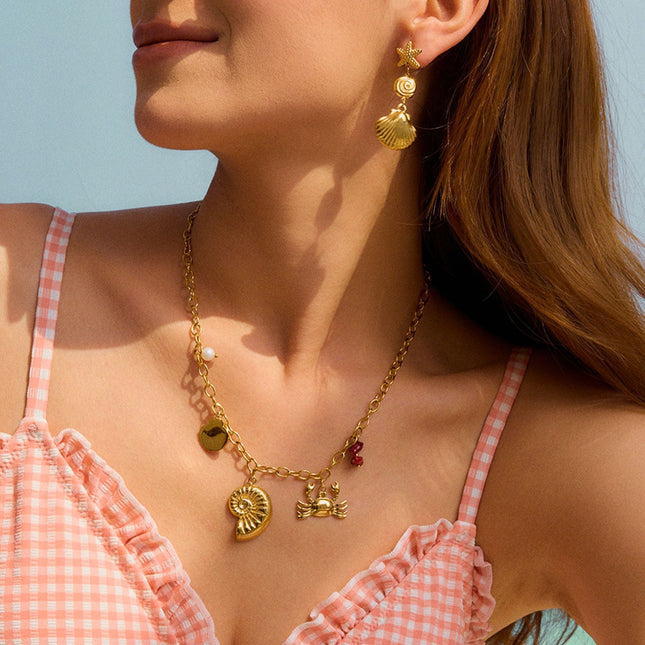 Jieding European and American titanium steel earrings, light luxury, high-end sense of resort earrings, niche design, studs, stainless steel jewelry, cross-border