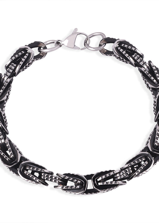 European and American cross-border new high-end personality temperament niche design titanium steel distressed retro heavy metal bracelet jewelry