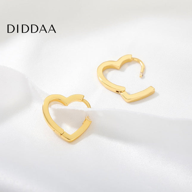 Azure Earrings | Gold Hollow Heart Cute Hoop Earrings - Earrings