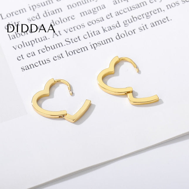 Azure Earrings | Gold Hollow Heart Cute Hoop Earrings - Earrings