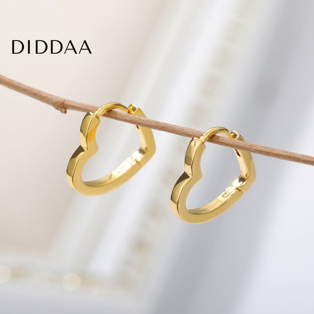 Azure Earrings | Gold Hollow Heart Cute Hoop Earrings - Earrings