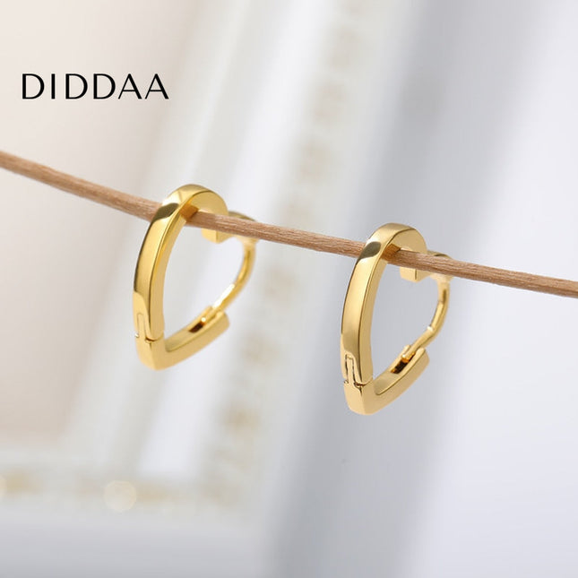 Azure Earrings | Gold Hollow Heart Cute Hoop Earrings - Earrings