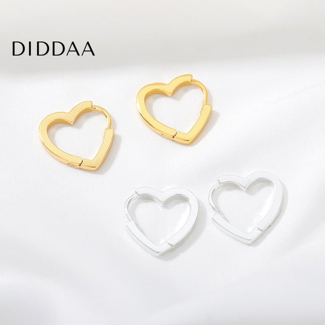 Azure Earrings | Gold Hollow Heart Cute Hoop Earrings - Silver - Earrings