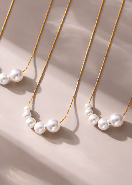 Mystery ins European and American fashion light luxury shell bead necklace women's non-fading niche versatile stainless steel clavicle chain spot