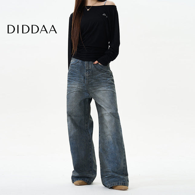 Baggy Loose Fit Jeans for Couples from Tail Lang’s Shop - S / Mid Blue - Women’s Jeans