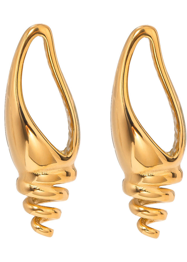 Jieding European and American exaggerated conch stud earrings cross-border summer vacation luxury niche earrings stainless steel three-dimensional earrings