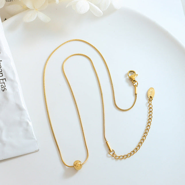 European and American indifferent ins trendy OT buckle two wearing lock steel ball pendant stacked titanium steel necklace delicate women's jewelry