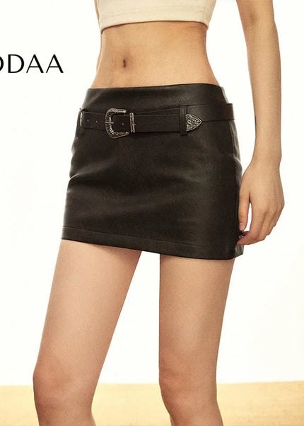 Beige A-Line Anti-Walk Skirt with Belt for Women - XS / Brown - Skirts