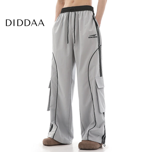 Beige Deconstructed Wide-Leg Cargo Pants - S / Light Grey - Unisex Sweatpants