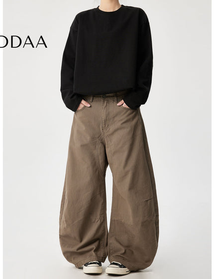 Beige Deconstructed Wide Leg Jeans with Trendy Design - Black / S - Men’s Jeans