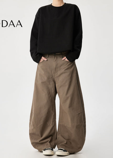 Beige Deconstructed Wide Leg Jeans with Trendy Design - Black / S - Men’s Jeans