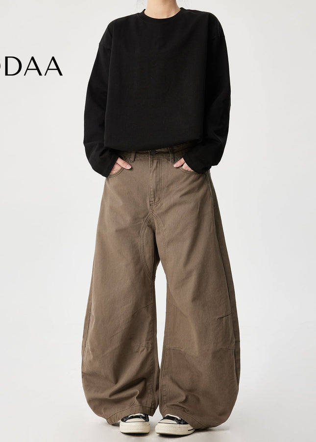 Beige Deconstructed Wide Leg Jeans with Trendy Design - Black / S - Men’s Jeans