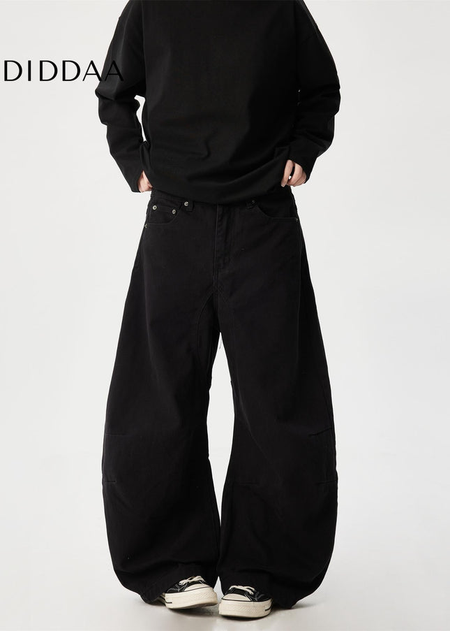 Beige Deconstructed Wide Leg Jeans with Trendy Design - Men’s Jeans