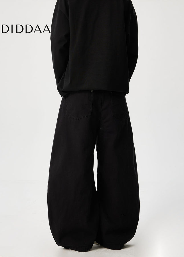 Beige Deconstructed Wide Leg Jeans with Trendy Design - Men’s Jeans