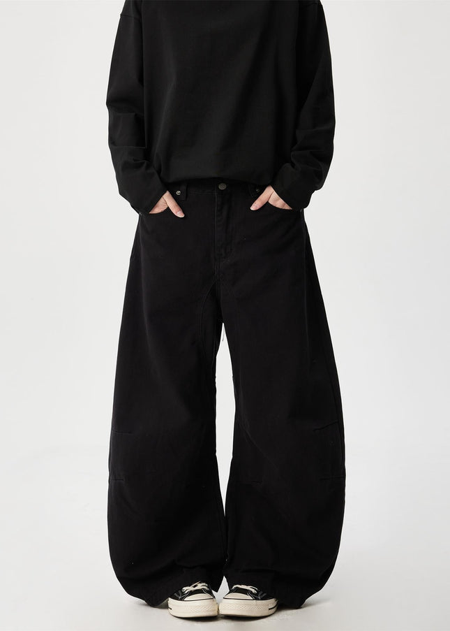 Beige Deconstructed Wide Leg Jeans with Trendy Design - Men’s Jeans