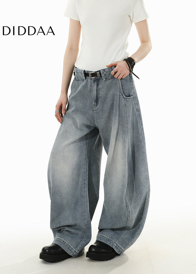 Beige Deconstructed Wide-Leg Scimitar Jeans - Men’s Jeans