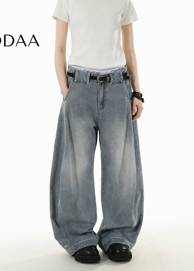 Beige Loose Fit Scimitar Cargo Slacks for Men and Women - S / Vintage Blue - Men’s Jeans