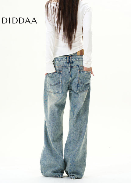 Beige Double Waist Straight Jeans for Men - Women’s Jeans