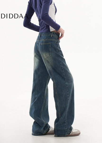 Beige Draped Design Wide-Leg Jeans Women’s Spring 2025 - Women’s Jeans