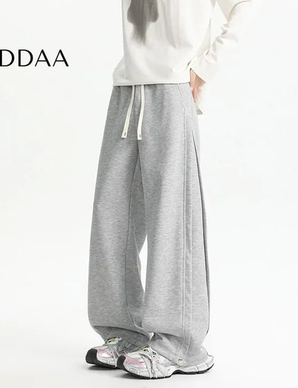 Beige Elastic Waist Patchwork Men Casual Pants Plus Size - Grey / S - Unisex Sweatpants