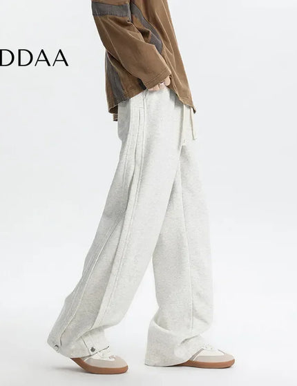 Beige Elastic Waist Patchwork Men Casual Pants Plus Size - Off White / S - Unisex Sweatpants