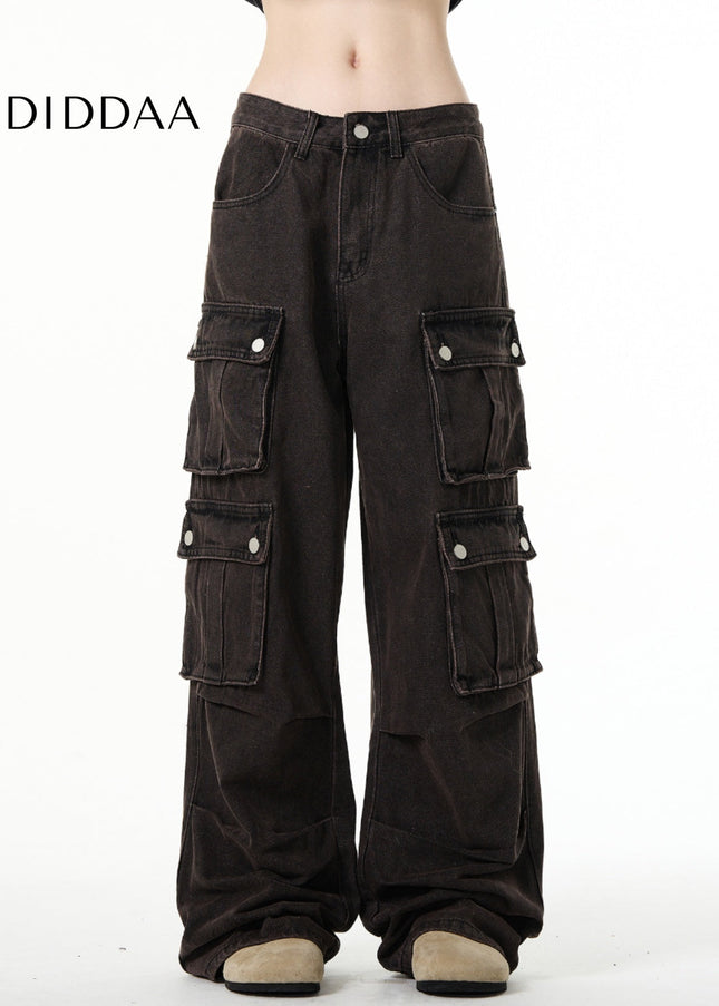 Beige Heavyweight Multi-Pocket Cargo Jeans Men - Men’s Jeans