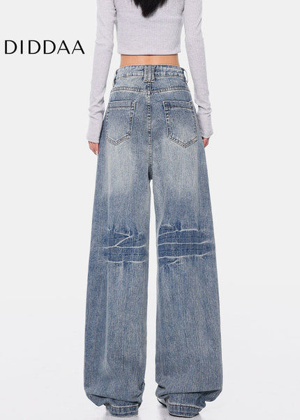 Beige High Waist Deconstructed Bamboo Wide-Leg Pants - Women’s Jeans