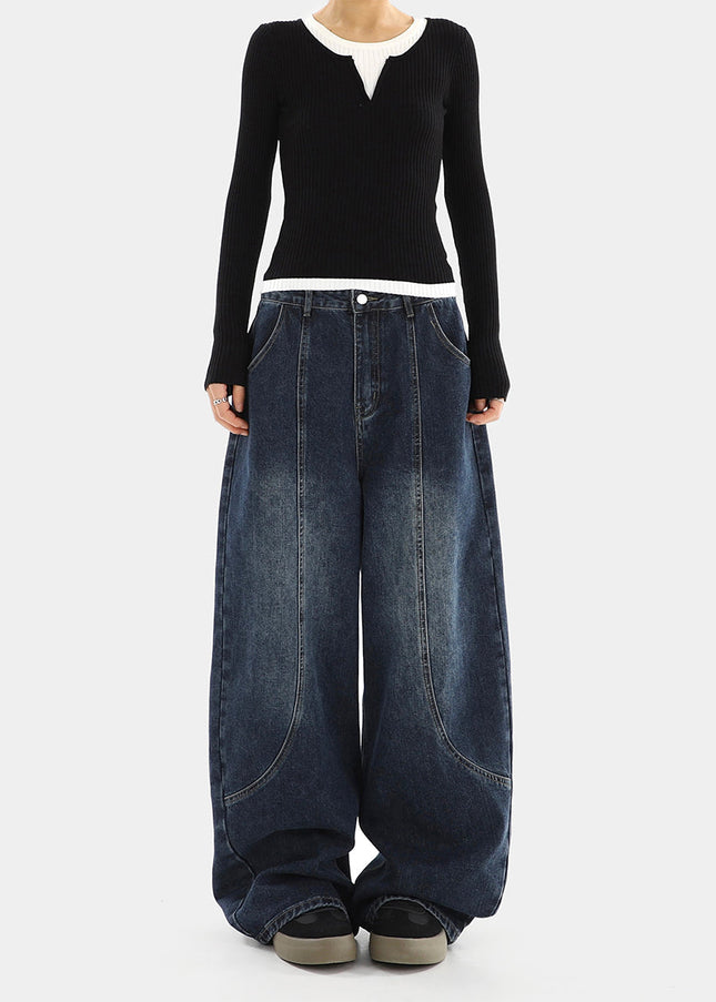 Beige High Waist Scimitar Jeans Women’s Loose Drape Trousers - Women’s Jeans