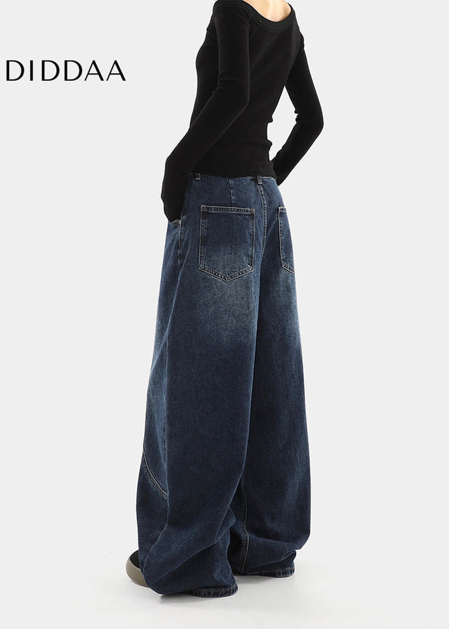 Beige High Waist Scimitar Jeans Women’s Loose Drape Trousers - Women’s Jeans