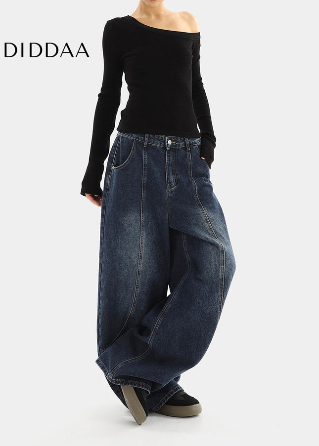 Beige High Waist Scimitar Jeans Women’s Loose Drape Trousers - Women’s Jeans