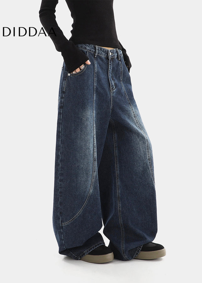 Beige High Waist Scimitar Jeans Women’s Loose Drape Trousers - Women’s Jeans