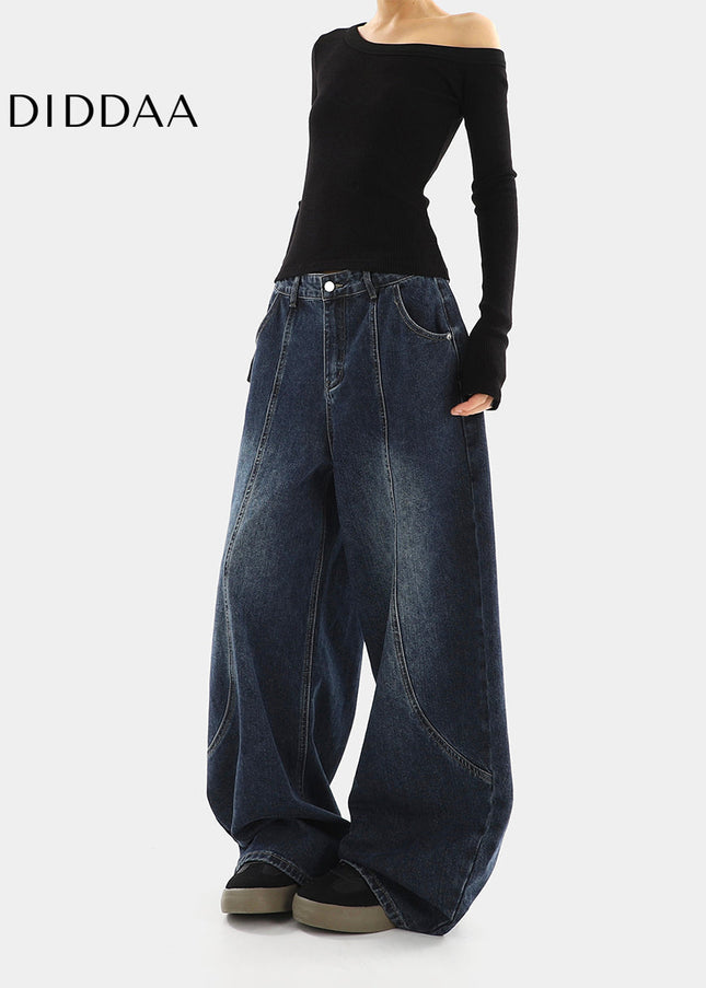 Beige High Waist Scimitar Jeans Women’s Loose Drape Trousers - Women’s Jeans