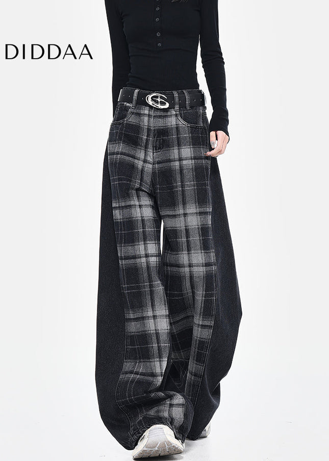 Beige High-Waisted Loose Drape Wide-Leg Jeans - Women’s Jeans