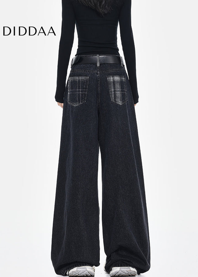 Beige High-Waisted Loose Drape Wide-Leg Jeans - Women’s Jeans